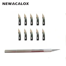NEWACALOX 12pcs Metal Knife Precision Blades Sculpting Tool Crafts Wood Carving Tools PCB Leather Film Utility
