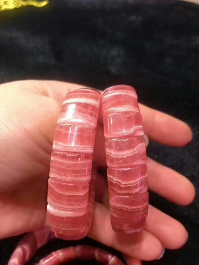 

Fshion 15x13mm Rose Natural Rhodochrosite Bangle Red Gemstone Round Beads One Bracelet Healing Bangles For Lady Women
