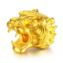 Твердые Чистая 24 К желтого золота браслет Для женщин 3D 999 Золото головы тигра браслет
