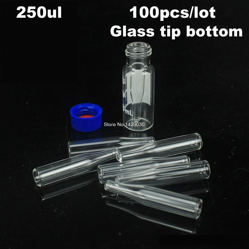 

100pcs/lot 250ul Glass tip bottom Chromatographic-vial Insert Pipe Inserts for 1.5 ml HPLC vials