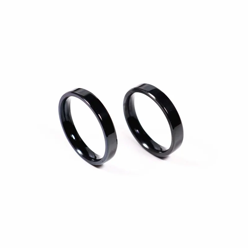 Le.Baiser 3mm Black Titanium Stainless Steel Ring Engagement Wedding Charm Rings Men Women Couples Tail Ring