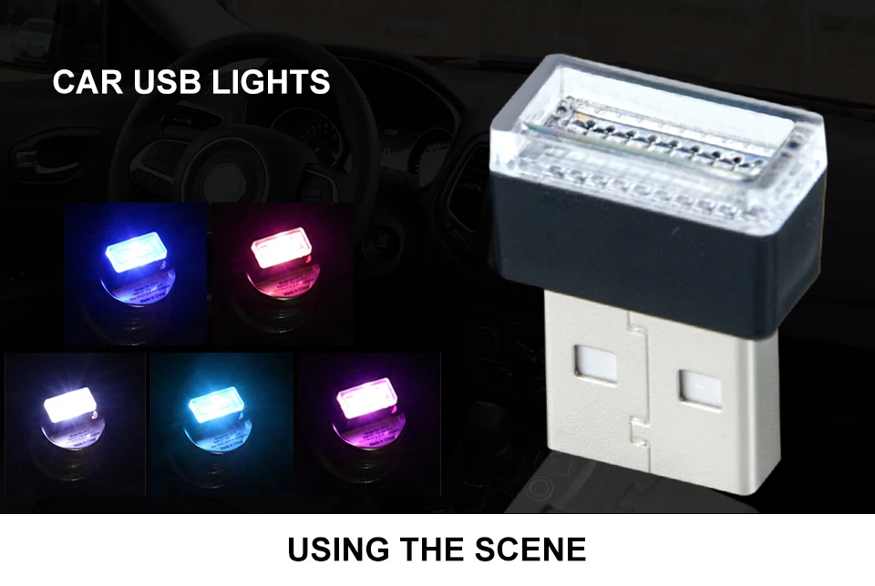 Aceersun LED USB Ambient Light R  G  B  purple  white Color Canbus mini Super bright 5V Holiday lights LED decorative lights (1)