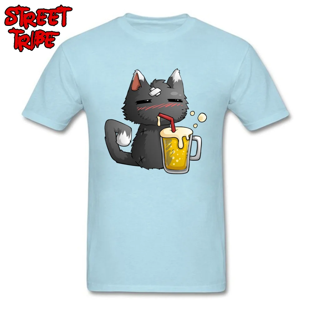 Europe Crew Neck T Shirt Summer Tops & Tees Short Sleeve Family 100% Cotton Slim Fit Tops T Shirt Printed Men's beer cat team fortress 2 ale game light