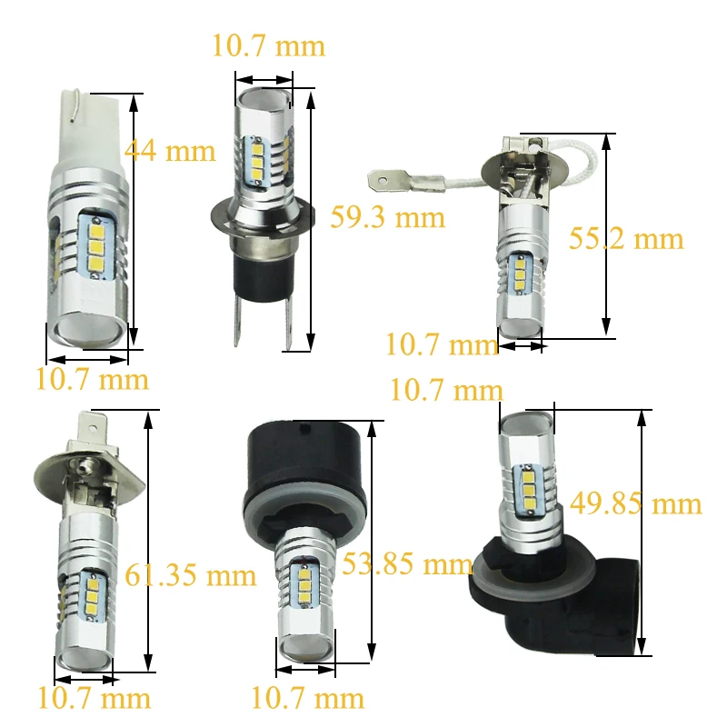 Eseastar 2 шт. T10 880 881 H1 H3 H3C 15 Вт LED Высокая мощность Ксенон Белый светодиодные