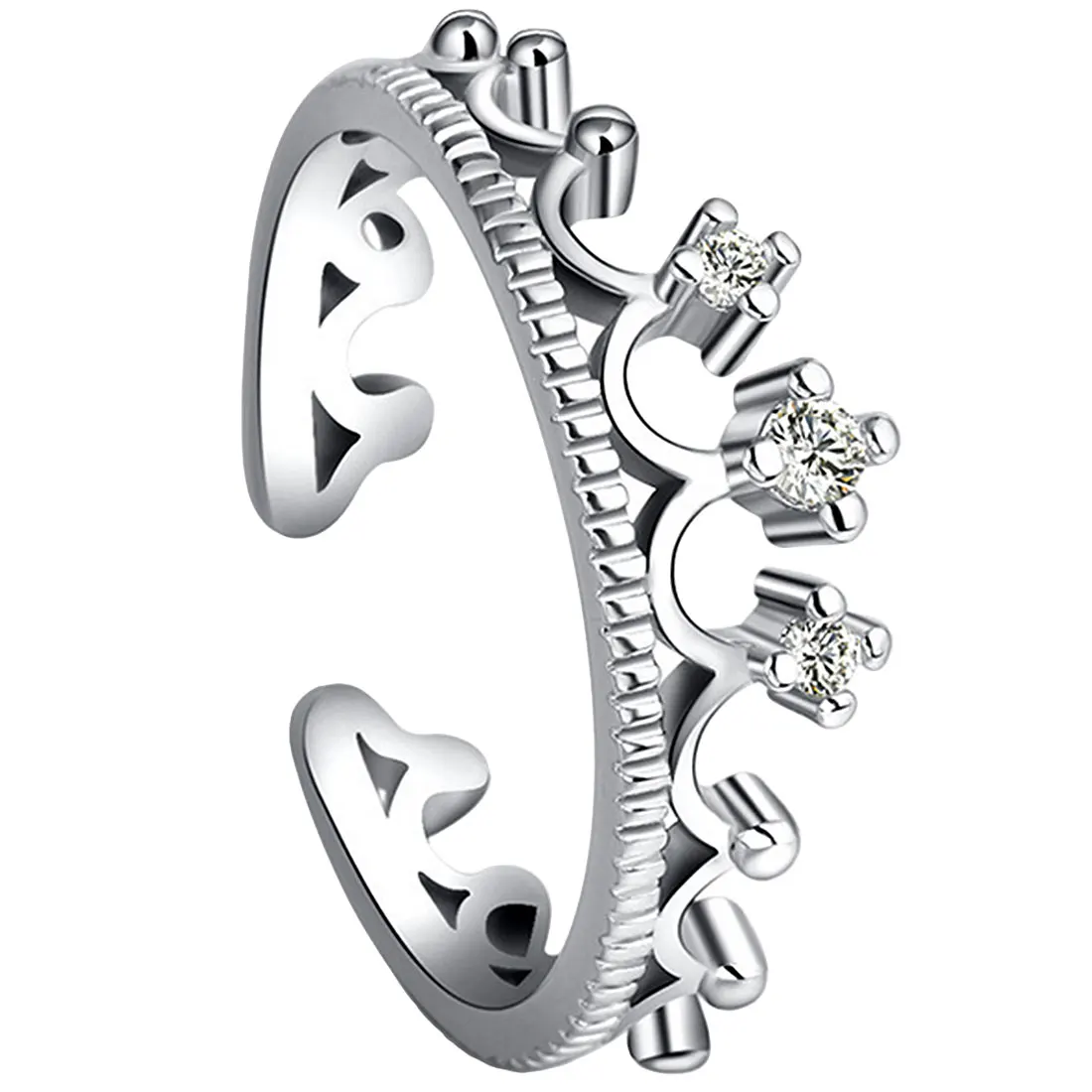 

Fashion Goddess Silver Ring Crown Party Gift Silver Plated corolla Ring Jewelry Simple Design