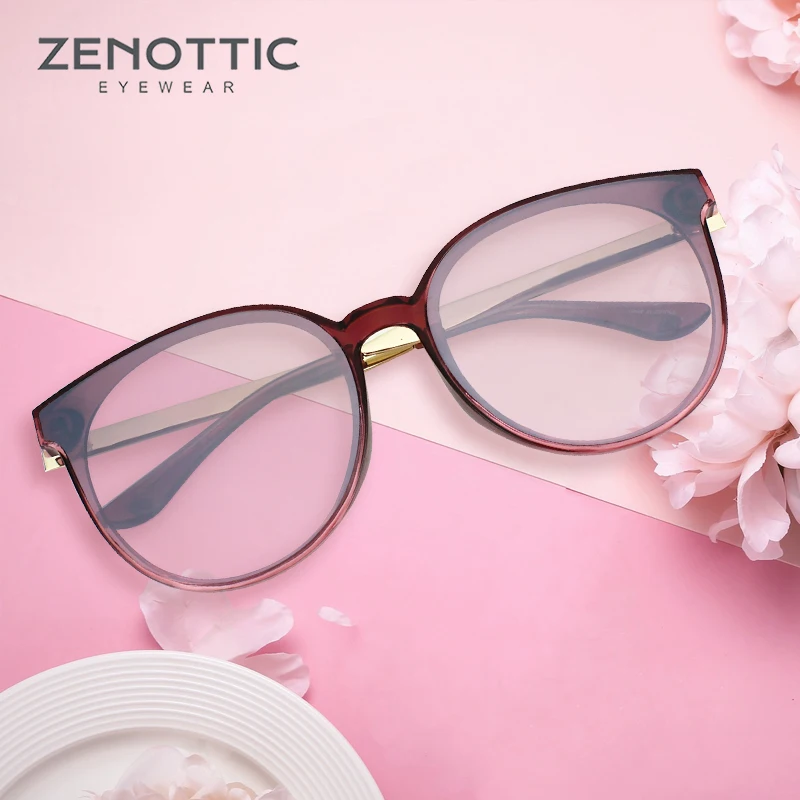 Женские солнцезащитные очки ZENOTTIC круглые винтажные зеркальные большого размера
