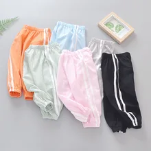 Летние Детские противомоскитные Штаны для мальчиков, кондиционер Повседневный пуловер Детские хлопковые штаны Одежда для маленьких девочек штаны для малышей