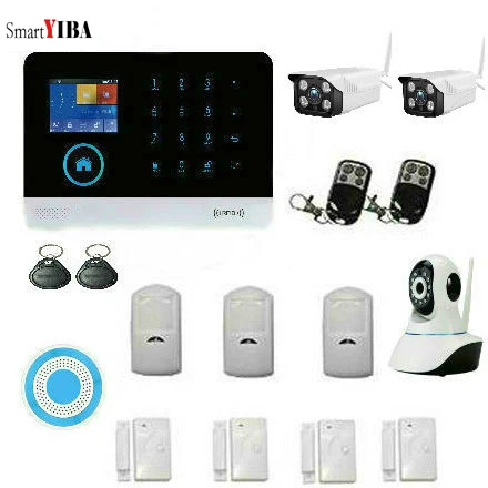 SmartYIBA WiFi wireless alarm system Smart Home Multi-function gateway alarm Kit Security Home Door PIR sensor