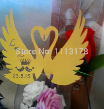 

personalized design only for you wedding party escort cards swan and birds crown place cards wine glass cards name seat cards