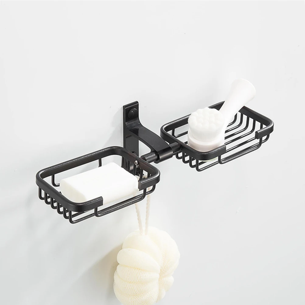 

1 Pc Soap Holder Black Bath Self Adhesive Aluminum Wall Mounted Shower Soap Tray Basket Dish Holder Shelf for Home Bathroom