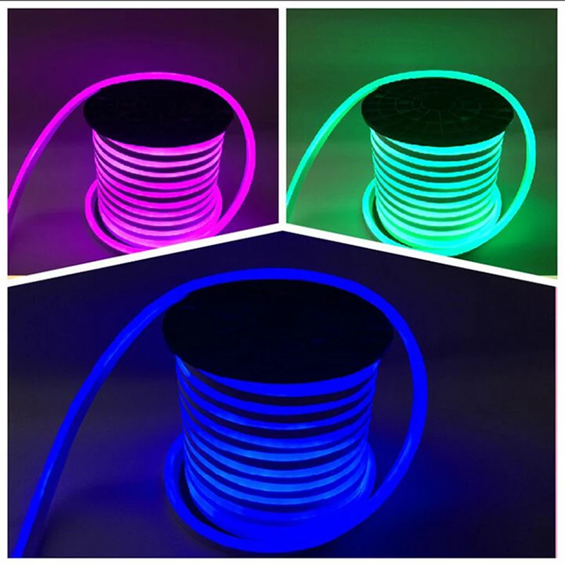 Крытый Flex светодио дный Neon Light SMD 2835 120 светодио дный s/M Водонепроницаемый DC 12 В светодио дный неон и mini neon 110 В 120 В 220 В светодио дный neon flex синий