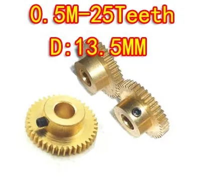 

3PCS 0.5M-25Teeth Convex Brass Copper Precision Level 6 Model Micro Motor Convex Gear--hole D:5mm