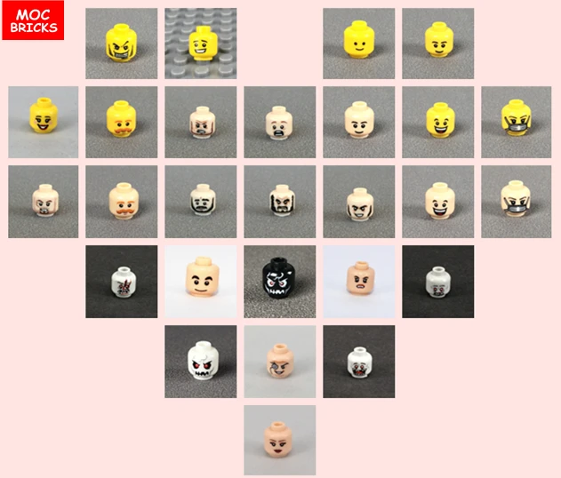 

10pcs/lot MOC Bricks Male and Female figure Head Face Expression DIY Mini Dolls Building blocks bricks toys for children gifts