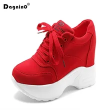 Autumn Platform Sneakers Women Mesh Casual Trainers White Shoes 10CM Heels Wedges Breathable Woman Height Increasing Shoes