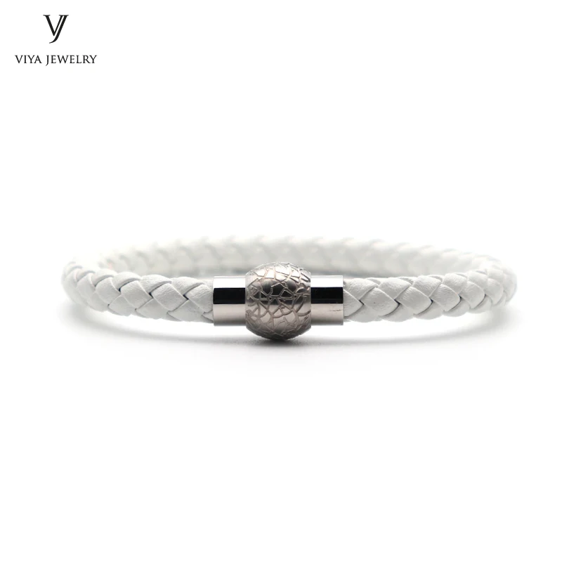 Colorful Braided leather bracelet With Magnet Lock Hardware Magnetic Closure Women Leather Bracelet Best Friendship Gift Has Box(92)