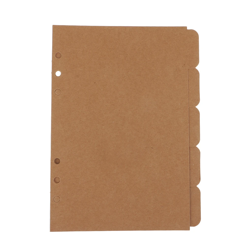 5 Pieces Solid A5 Size Kraft Paper Tabbed Paper Planner Notebook Album Divider Index Page