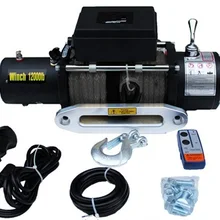 12000LB 12V электрическая лебедка с беспроводным пультом дистанционного управления, Водонепроницаемая Автомобильная тележка, прицеп баржи, гибкая веревка из полимерного волокна