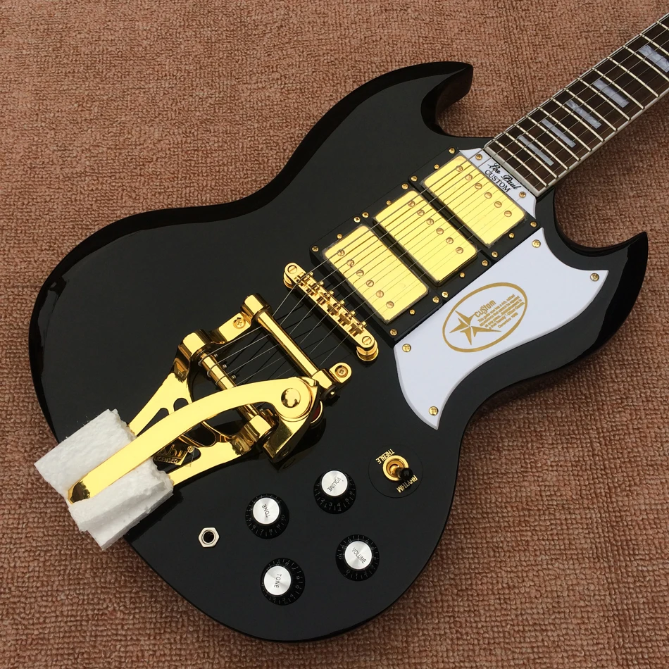 New style custom SG electric guitar, 3 pickups gold hardware SG