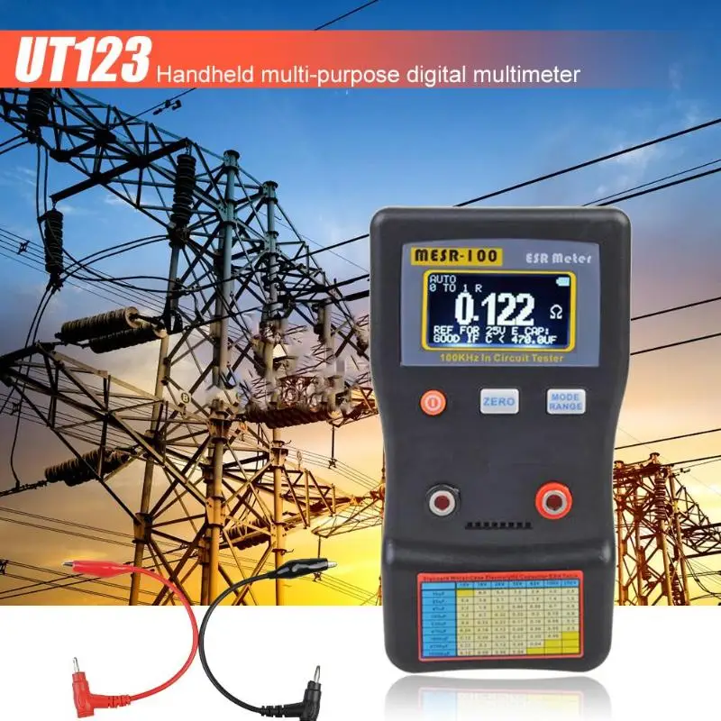 

MESR-100 Capacitance Ohm Meter Measure Resistance Capacitor Circuit Tester Measuring ESR with a true 100 KHz sine wave