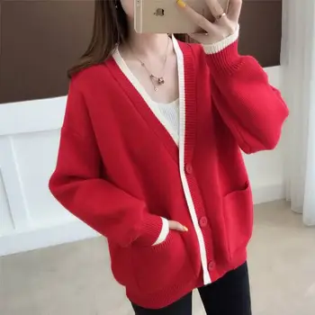 

2019 Spring Autumn Women's Casual Knitted Cardigan Coat Female Oversized Poncho Knitwear Loose Sueter Mujer Truien Dames K22