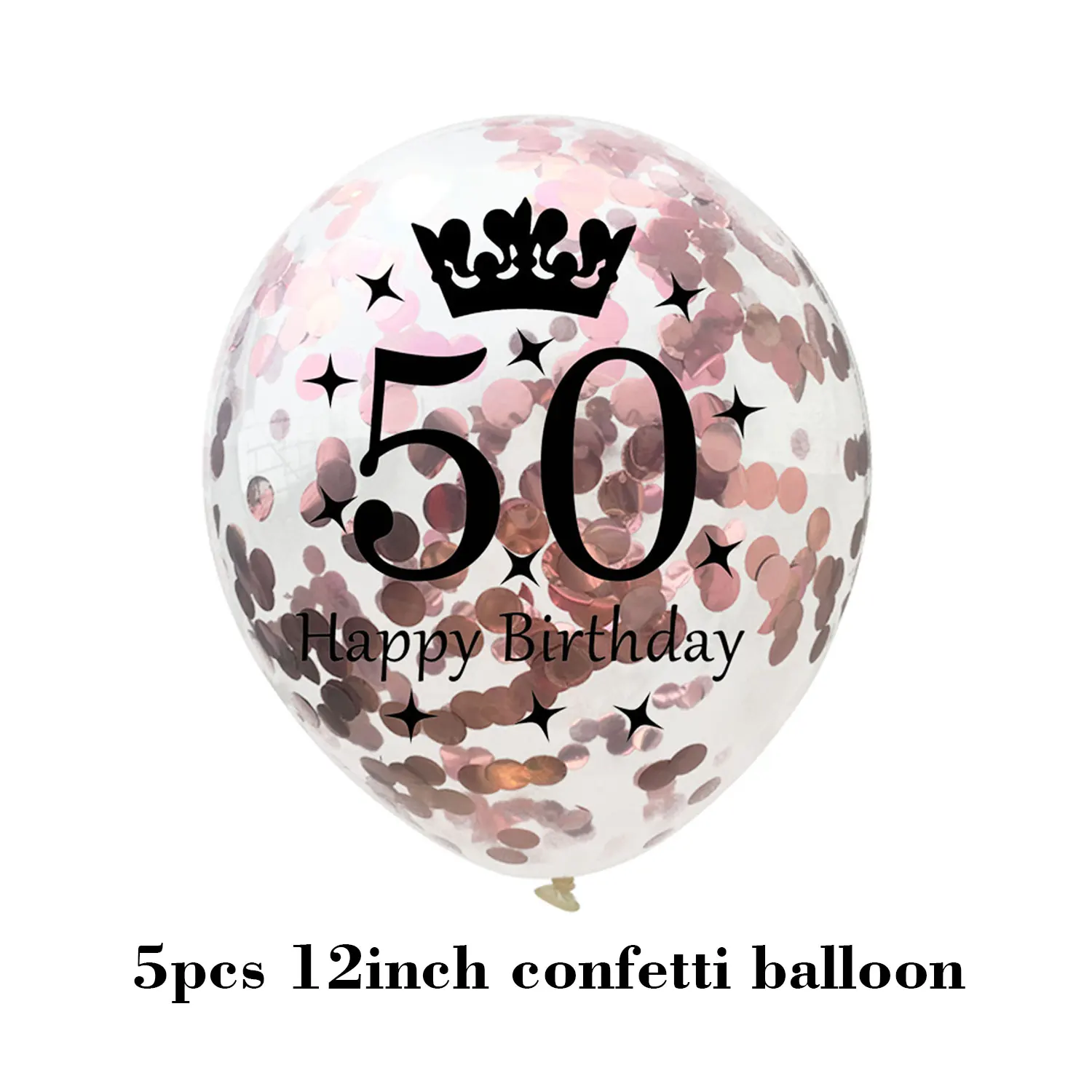 Happy Birthday Confetti Balloon Number Balloon Adult Birthday Cake Topper Gift Sticker For 16 18 21 30 40 50 60 Years Decoration - Цвет: 50 rose gold balloon