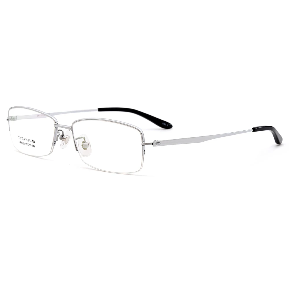 Gmei оптический Сверхлегкий чистый титан полуободок очки оправа для деловых мужчин близорукость чтения рецепт очки LR8969 - Цвет оправы: Silver