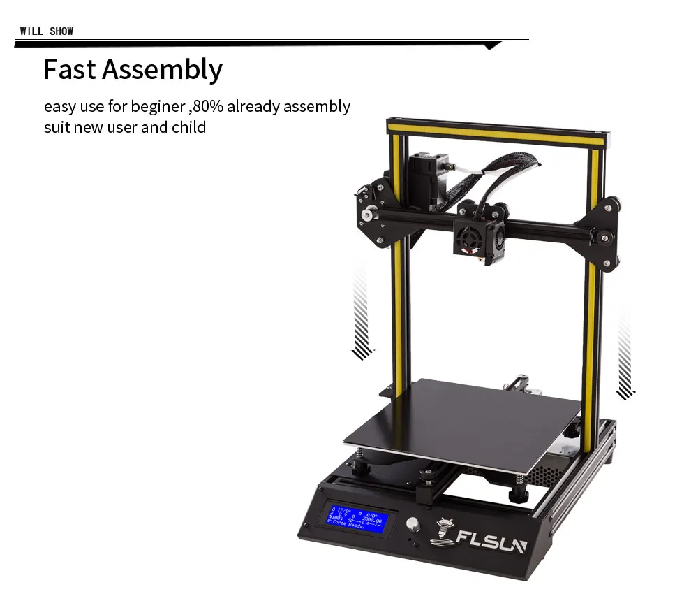 3D-принтер с открытым исходным кодом, Flsun-F4, Предварительно Построенная большая площадь печати 240*240*260 мм, металлическая рама, кровать с подогревом, один рулон нити для нового пользователя