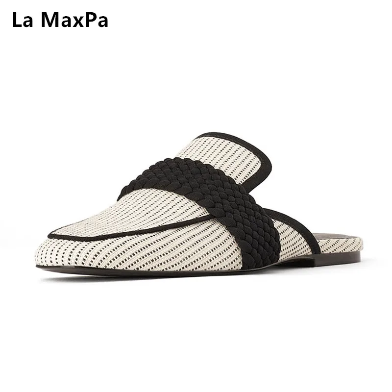

Spring Summer New Women Shoes Square Toe Slip On Casual Flat Soled Slippers Fashion Comfortable Party Shoes