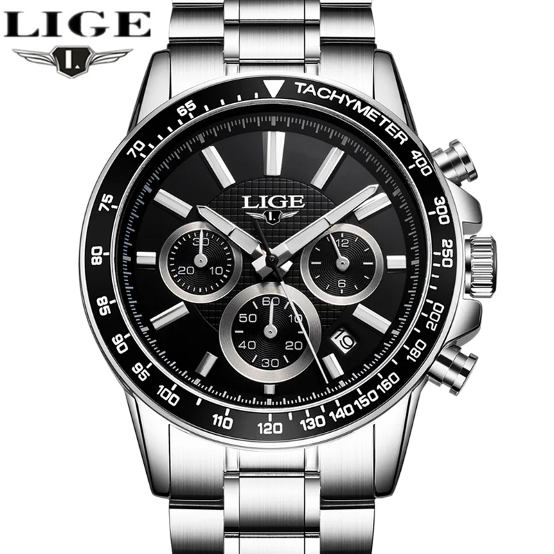 

LIGE Men Watches Top Brand Luxury Fashion Quartz Watch Men Multifunction Military Sport Wrist Watch Man Clock Relogio Masculino