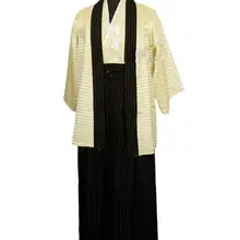 Высококачественное бежевое японское мужское кимоно воина Haori винтажный юката с костюмом для выступлений Obi