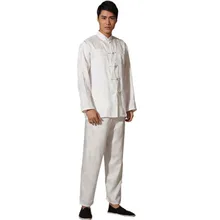 Chino Tradicional de Los Hombres Satén Rayon Kung Fu Traje de Manga Larga de la Vendimia Tai Chi Wushu Uniforme Ropa Ml XL XXL 3XL L070607