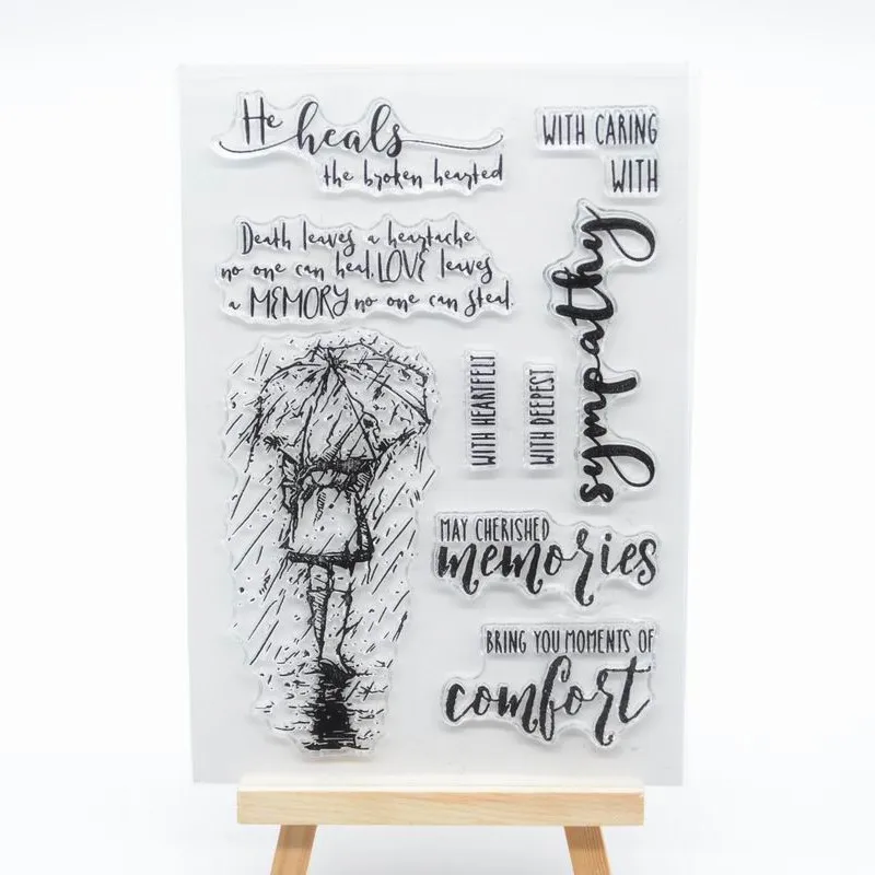 

walking in the rain Transparent Clear Silicone Stamp/Seal for DIY scrapbooking/photo album Decorative clear stamp