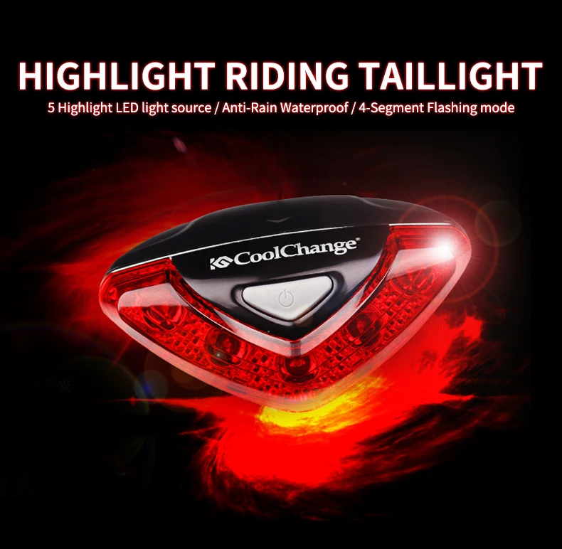 Discount CoolChange Bicycle Rear Tail light Red LED Flash Lights Cycling Night Safety Warning Lamp Bike Outdoor tail light Accessories 1