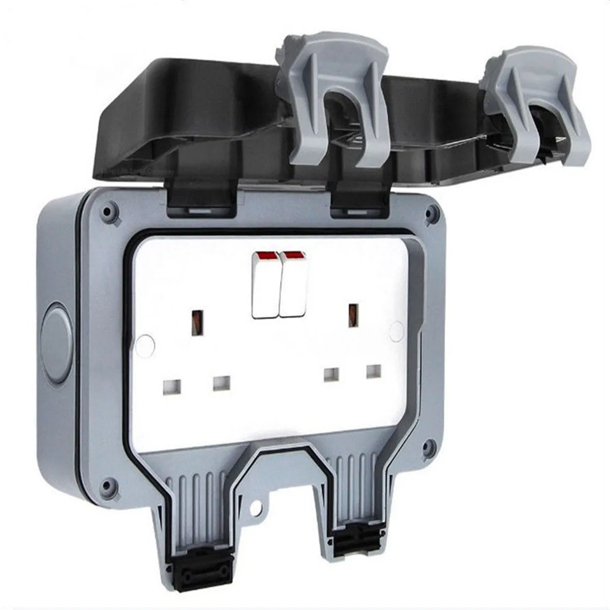

Waterproof Outdoor 13A 2Gang Storm Switched Socket Double IP66 Outside Use