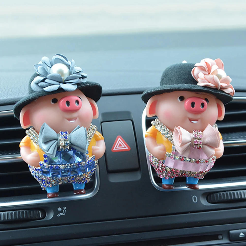 Освежитель воздуха для автомобиля с милым бриллиантом, кукла свинья, духи, клипса, украшение из мультфильма, автомобильный очиститель воздуха на выходе, ароматический запах, диффузор, подарки