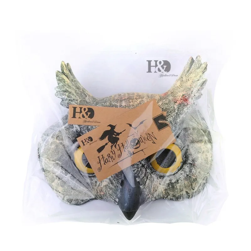 7 inch Half Head Owl Scary Latex Mask Party Mask Horror Masquerade Adult Animal Mask Halloween Props Costumes Fancy Dress Dear (7)