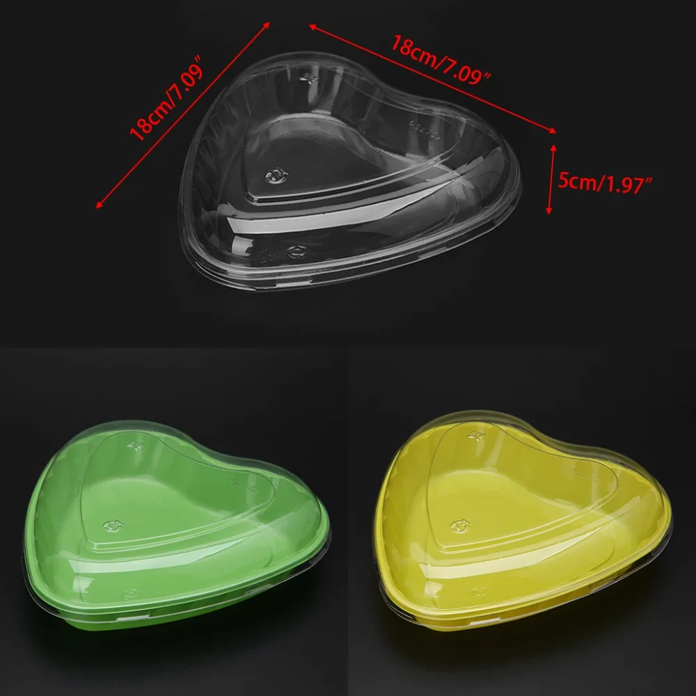 1 шт одноразовая пластиковая миска в форме сердца, клубника, шоколад, конфеты, контейнер для еды с крышками, упаковочная коробка, вечерние принадлежности