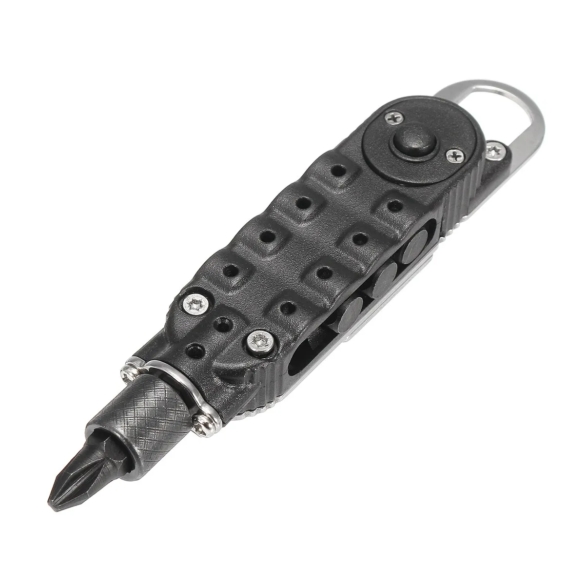 

DANIU EDC Multifunctional Climbing Carabiner Paracord Buckle Screwdriver Flashlight Wrench Tool Black 95mm