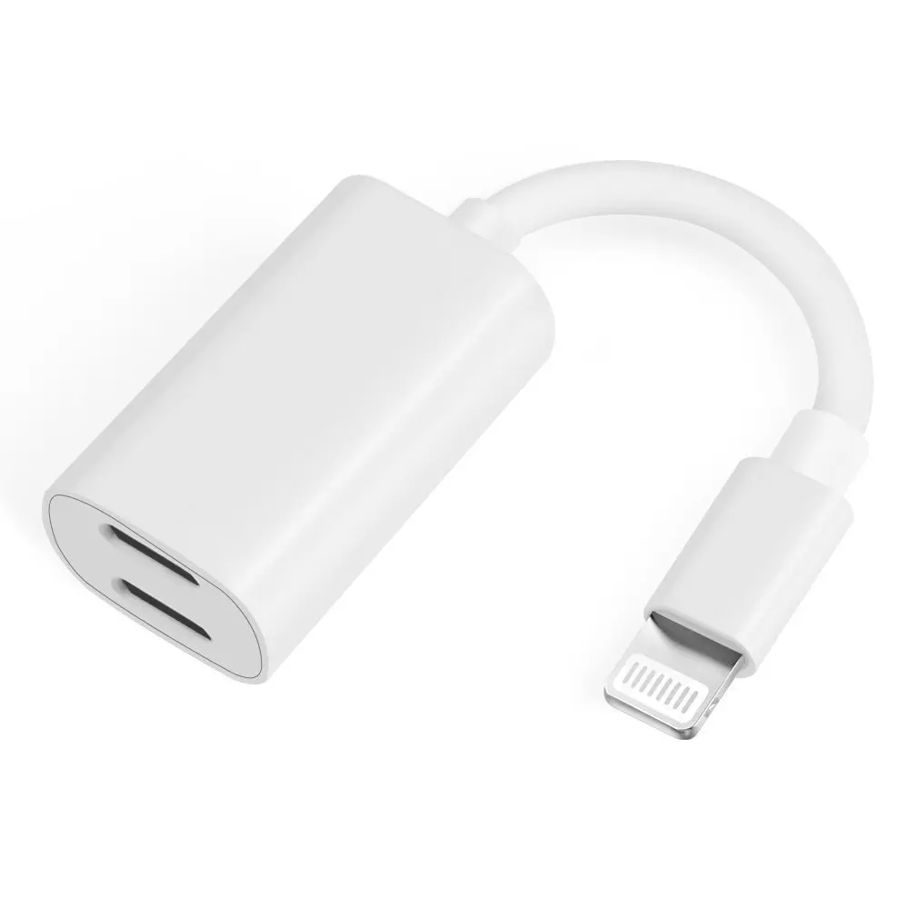 2 в 1 Lightning разъем для наушников аудио + кабель переходник зарядки iPhone X/7 Plus/8/8 Plus/X (iOS