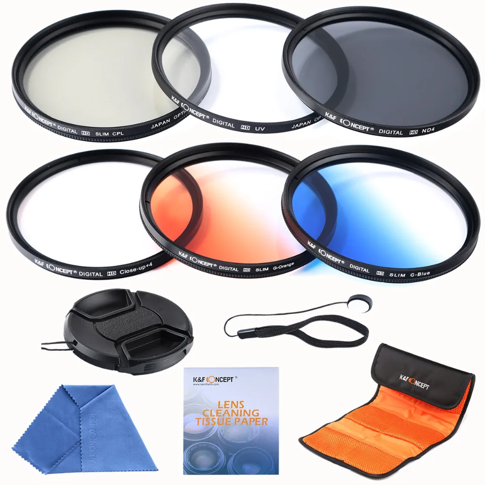 58mm slim UV CPL ND4+ Slim Blue Orange Grey Graduated colour +Macro