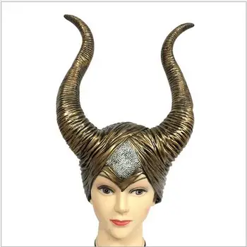 

Halloween Party Cosplay Trendy Genuine Latex Horns Mask Adult Women Party Movie Mask Costume Jolie Cosplay Headpiece Hat Mask