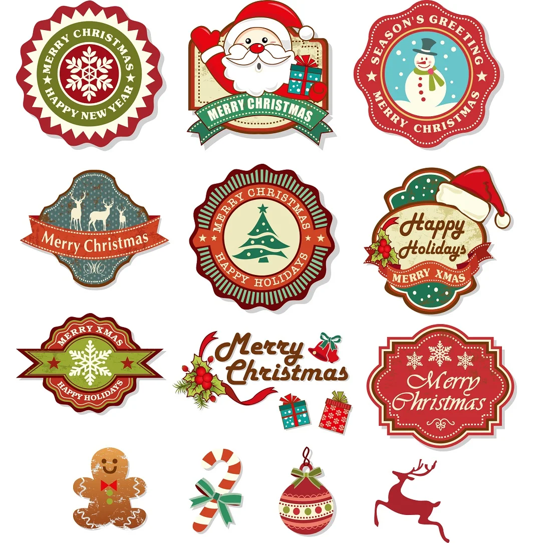 NOEL MERRY HAPPY CHRISTMAS Embroidered Sew Iron On Cloth Patch Badge APPLIQUE
