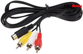 

1.8M Retro-bit AV RCA Audio Video Cable For Sega Genesis 2 3 II III Connection Cord 3RCA to 9 pin Nickel Plated Plug Game Cable