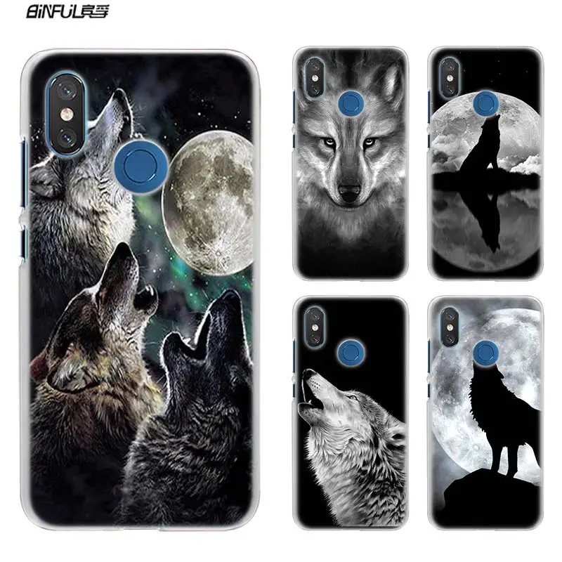 

For Xiaomi Redmi Note 7 Go 6 6A Pro S2 5 Plus 4X Mi Play 8 lite A2 A1 Clear Hard Plastic Case The Wolf moon