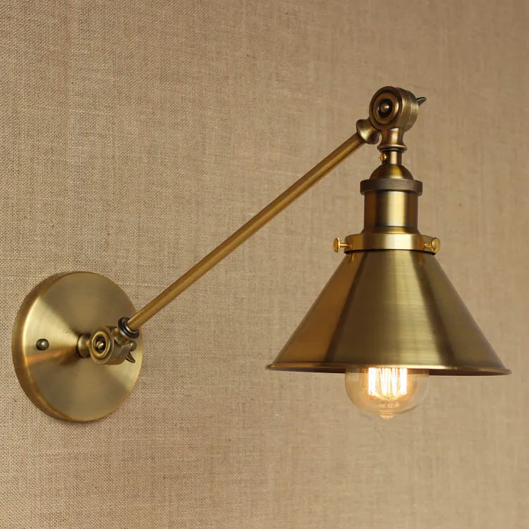 IWHD RH Style Loft Industrial Vintage Wall Lamp LED Gold Lampshade Edison Retro Wall Lights Sconce Arandelas Apliques Pared