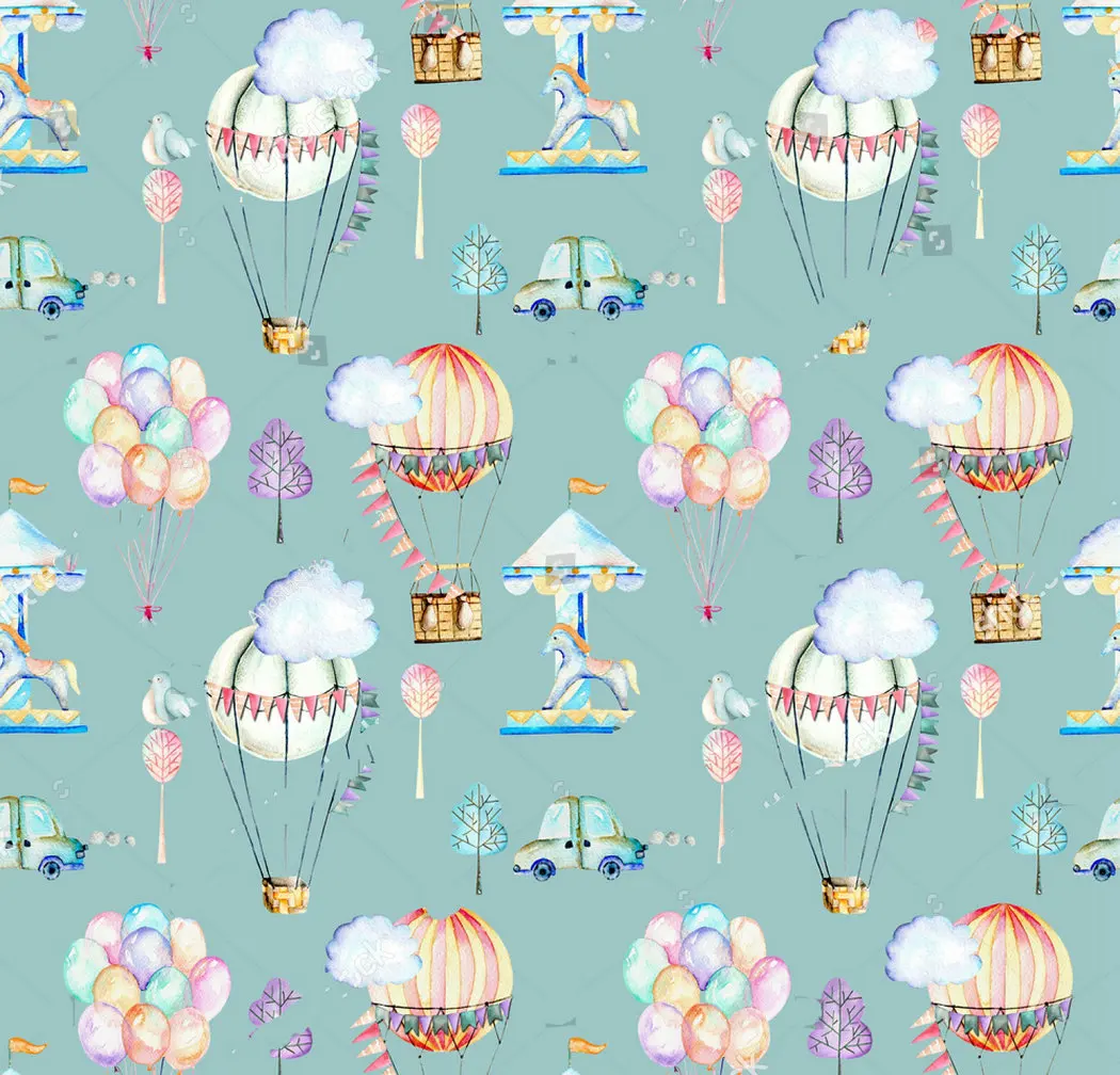 

Balloon Garland Watercolor Aerostats Carousel Cars Blue backdrop Vinyl cloth Computer print newborn baby background