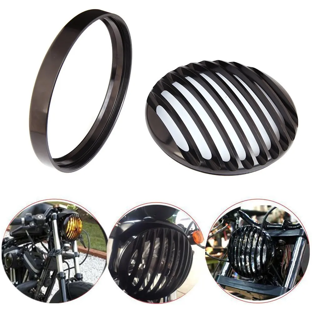 Motorcycle 5.75 5 34 Led Headlights Grill Cover For Harley Sportster XL 883 1200 2004-2013 2014 Custom XL1200C 1200 Iron (3)