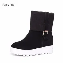 Женские замшевые ботильоны высокого качества женские туфли на платформе и танкетке короткие ботинки размеры 34–40 41 42 43