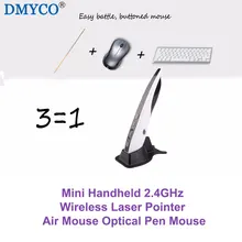 Super Convenient Mini Handheld 2.4GHz Wireless Laser Pointer Air Mouse Optical Pen Mouse USB For Smart PC Android TV Box