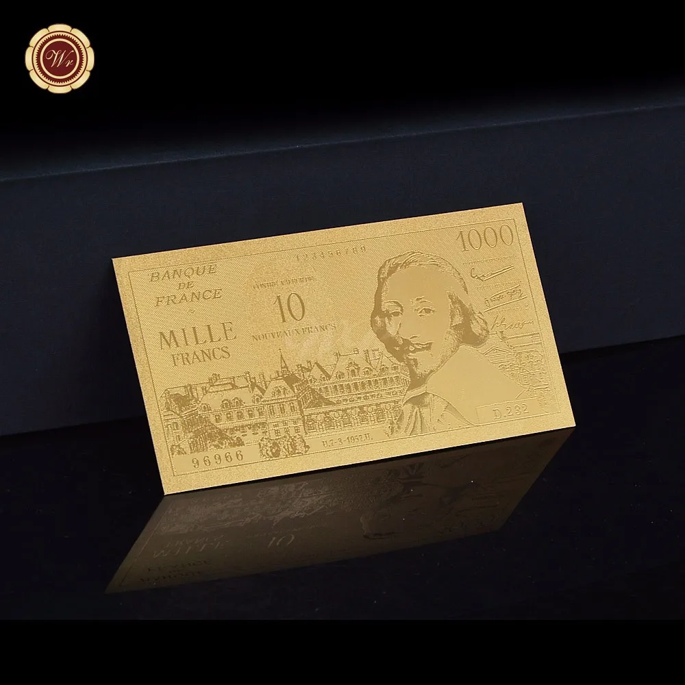 Banque de France-1000 франков, 1956 s 99.9% банкнота из золотой фольги старая коллекция денег